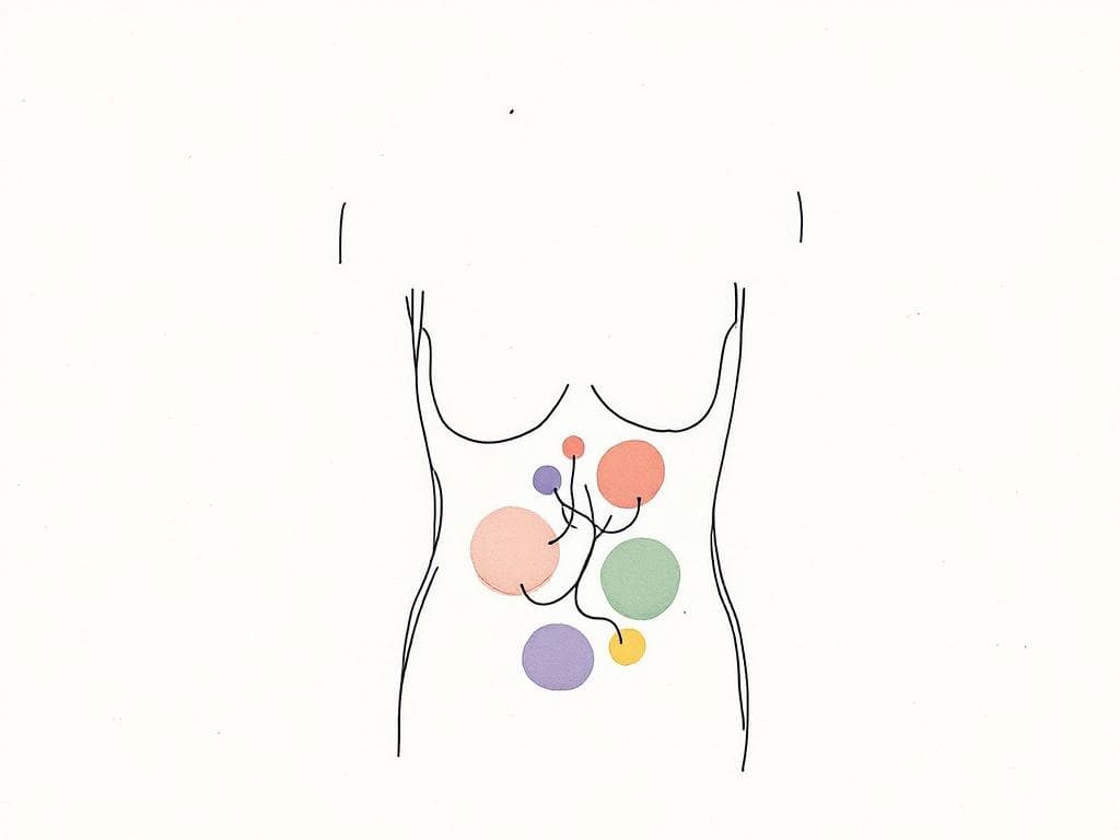 Cross-section of a torso with five colored circles representing the five EMI dimensions.